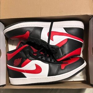 Nike Black, Red, and White High-Top Sneakers